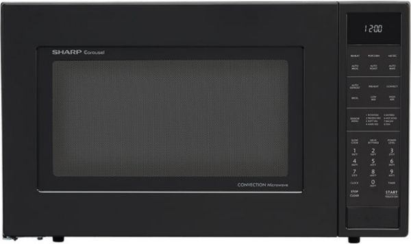 Sharp SMC1585BB Model Carousel Countertop Convection + Microwave Oven 1.5 Cubic Foot, Matte Black Finish; Compact 1.5 cubic foot capacity; 15.4