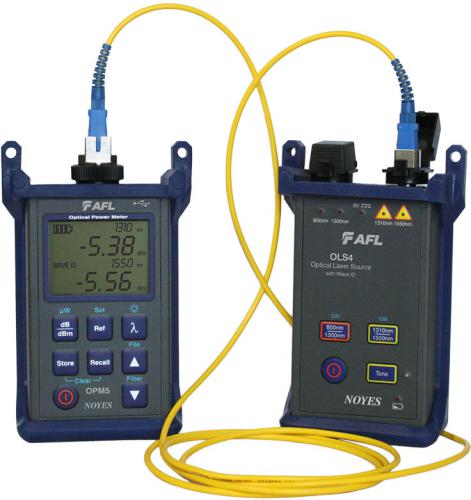 AFL Global SMLP5-5 Single-mode/Multimode Loss Test Kit, Encircled Flux Compliant - with optional mode conditioner, USB port for transfer of stored results, POWER METER OPM5-2D, LIGHT SOURCE OLS4, FIBER TYPE MM/SM, LOSS MEASUREMENTS (nm) 850 1300 1310 1550, DYNAMIC RANGE (dB) 40 at 850/1300 nm, 60 at 1310/1550 nm, TRM 2.0 PC REPORTING TOOL Yes (SMLP55 SMLP5-5 SMLP55)