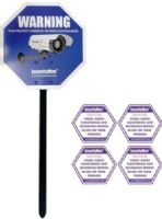 SecurityMan SM-SIGN Reflective Security Warning Sign with Yard Stake, Reflective coating for night visibility, Cost-effective security sign to deter intruders, Do-it-yourself (DIY) easy installation, Strong, durable stake made from ABS plastic to withstand high winds, Weatherproof material to protect against rain or shine, Includes four additional warning stickers, UPC 701107902302 (SMSIGN SM SIGN) 