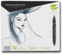 Prismacolor SN1773299 Double Ended Brush Markers 12-Color Cool Gray Set; Set includes 12 markers: Cool Grey 10 percent, Cool Grey 20 percent, Cool Grey 30 percent, Cool Grey 40 percent, Cool Grey 50 percent, Cool Grey 60 percent, Cool Grey 70 percent, Cool Grey 80 percent, Cool Grey 90 percent, (3) Black; UPC 070735002488 (PRISMACOLORSN1773299 PRISMACOLOR SN1773299 SN 1773299 PRISMACOLOR-SN1773299 SN-1773299) 