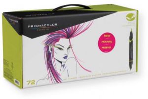 Prismacolor 1773303 Double Ended Brush; Dual-ended markers featuring both fine and brush tips; Includes 72 vivid Prismacolor art markers; Single source of ink guarantees color consistency at both ends and an anti-roll cap keeps your markers in place; UPC 070735002532 ( PRISMACOLOR1773303  PRISMACOLOR-1773303 PRISMACOLOR 1773303 PRISMA-COLOR-1773303 PRISMA-COLOR1773303 PRISMA COLOR 1773303) 