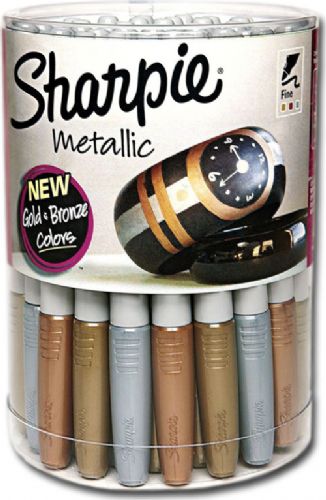 Sharpie SN1835492D Fine Point Metallic 36-Piece Canister Display; Quick-drying, water-resistant, high intensity inks proven permanent on most surfaces; AP certified, non-toxic ink formula; Dimenisons 4.75
