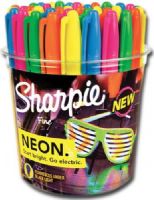 Sharpie SN1875609D Neon Permanent Marker 36-Piece Display; Sharpie Fine Point Neon Permanent Marker has ultra vivid colour in natural light with marks that turn fluorescent in black light; Start Bright; Go Electric; Mark fluoresces under black light; Vivid ink leaves permanent mark on most surfaces; UPC 571641069935 (SHARPIESN1875609D SHARPIE SN1875609D SN1875609 D SN 1875609D SN1875609-D SN-1875609D) 