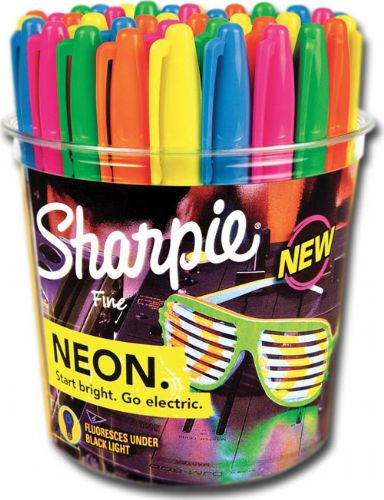 Sharpie SN1875609D Neon Permanent Marker 36-Piece Display; Sharpie Fine Point Neon Permanent Marker has ultra vivid colour in natural light with marks that turn fluorescent in black light; Start Bright; Go Electric; Mark fluoresces under black light; Vivid ink leaves permanent mark on most surfaces; UPC 571641069935 (SHARPIESN1875609D SHARPIE SN1875609D SN1875609 D SN 1875609D SN1875609-D SN-1875609D)