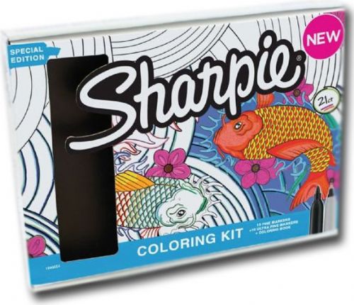Sharpie SN1989554 Aquatic-Themed Adult Coloring Kit, Dive into an adult coloring adventure to express your creative side, Kit includes 10 Fine and 10 Ultra Fine Sharpie Markers with bold colors and an aquatic themed adult coloring book so you can leave your mark on an underwater coloring journey, UPC 071641121546 (SHARPIESN1989554 SHARPIE SN1989554 SN 1989554 SHARPIE-SN1989554 SN-1989554)