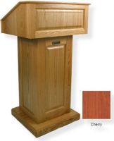 Amplivox SN3020 Victoria Lectern, Cherry; Versatile full height modular lectern with removeable top to use as a non-sound tabletop lectern; Drop-top reading table lets you adjust reading table to flat position; Four casters for easy transport (2 locking); Solid hardwood; Fully Assembled; UPC 734680430238 (SN3020 SN3020CH SN3020-CH SN-3020-CH AMPLIVOXSN3020 AMPLIVOX-SN3020CH AMPLIVOX-SN3020-CH) 