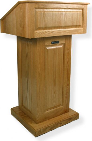 Amplivox SN3020 Victoria Lectern, Oak; Versatile full height modular lectern with removeable top to use as a non-sound tabletop lectern; Drop-top reading table lets you adjust reading table to flat position; Four casters for easy transport (2 locking); Solid hardwood; Fully Assembled; UPC 734680430207 (SN3020 SN3020OK SN3020-OK SN-3020-OK AMPLIVOXSN3020 AMPLIVOX-SN3020OK AMPLIVOX-SN3020-OK)