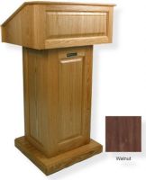 Amplivox SN3020 Victoria Lectern, Walnut; Versatile full height modular lectern with removeable top to use as a non-sound tabletop lectern; Drop-top reading table lets you adjust reading table to flat position; Four casters for easy transport (2 locking); Solid hardwood; Fully Assembled; UPC 734680430252 (SN3020 SN3020WT SN3020-WT SN-3020-WT AMPLIVOXSN3020 AMPLIVOX-SN3020WT AMPLIVOX-SN3020-WT) 