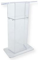 Amplivox SN305000 Clear Acrylic Lectern; Large reading surface with a 1" lip to keep notes in place; 0.50" thick plexiglass upright panel and reading table; Base has four clear rubber feet that protect the floor and base from scratching; Ships fully assembled; Product Dimensions 26.75"W. x 47.00"H. x 14.25"D; Shipping Weight 90 lbs; UPC 734680430504 (SN305000 SN-305000 SN-3050-00 AMPLIVOXSN305000 AMPLIVOX-SN3050-00 AMPLIVOX-SN-305000) 