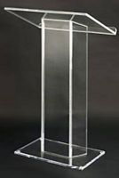 Amplivox SN3055 Large Top Clear Acrylic Lectern, The 3/4" clear acrylic gives this podium a futuristic feel, while the simple elegant styling holds it down to earth, The 'super-size' reading shelf (31-3/4" wide x 14-3/4" deep) provides the extra workspace (SN-3055 SN 3055) 