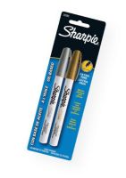 Sharpie SN30588 Oil-Based Metallic Paint Extra Fine Marker 2-Pack; Permanent, opaque, and glossy on light and dark surfaces; Quick drying, fade-, abrasion-, and water-resistant paint; AP certified and xylene free; Marks on virtually any surface including metal, pottery, wood, rubber, glass, plastic, and stone; Sold as a gold and silver 2-pack; Shipping Weight 0.09 lb; UPC 071641305885 (SHARPIESN30588 SHARPIE-SN30588 SHARPIE/SN30588 DRAWING MARKER SKETCHING) 