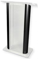 Amplivox SN308001 Contemporary Alumacrylic Lectern, Clear Acrylic with Black Anodized Aluminum Posts; 0.750" and 0.625" thick plexiglass; Top Width of 27"; Clear rubber foot at each corner; Ships fully assembled; Product Dimensions 27" W x 48" H (Front), 43" H (Back) x 16" D; Weight 64 lbs; Shipping Weight 90 lbs; UPC 734680430818 (SN308001 SN-308001-BK SN-3080-01BK AMPLIVOXSN308001 AMPLIVOX-SN3080-01 AMPLIVOX-SN-308001) 