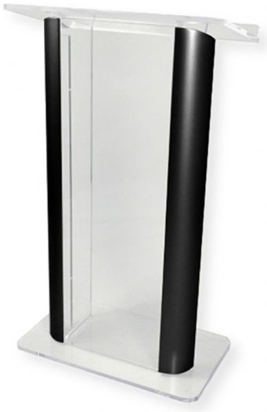 Amplivox SN308001 Contemporary Alumacrylic Lectern, Clear Acrylic with Black Anodized Aluminum Posts; 0.750