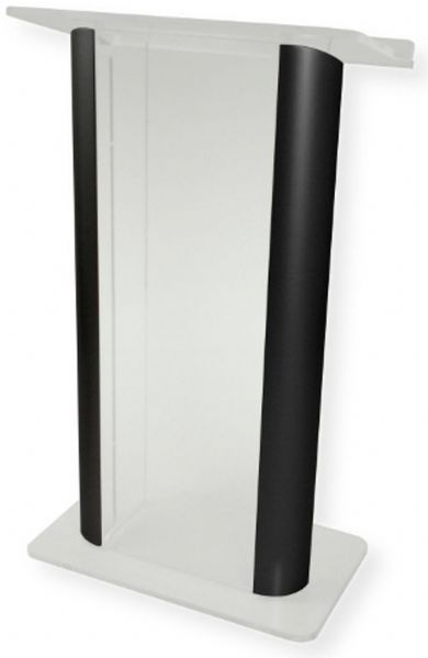 Amplivox SN308011 Contemporary Alumacrylic Lectern, Frosted Acrylic with Black Anodized Aluminum Posts; 0.750
