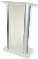 Amplivox SN308019 Contemporary Alumacrylic Lectern, Frosted Acrylic with Silver Anodized Aluminum Posts; 0.750" and 0.625" thick plexiglass; Top Width of 27"; Clear rubber foot at each corner; Ships fully assembled; Product Dimensions 27" W x 48" H (Front), 43" H (Back) x 16" D; Weight 64 lbs; Shipping Weight 90 lbs; UPC 734680430825 (SN308019 SN-308019-SV SN-3080-19SV AMPLIVOXSN308019 AMPLIVOX-SN3080-19 AMPLIVOX-SN-308019) 