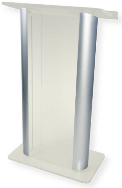 Amplivox SN308019 Contemporary Alumacrylic Lectern, Frosted Acrylic with Silver Anodized Aluminum Posts; 0.750