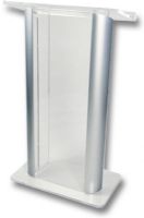 Amplivox SN308039 Contemporary Clear Acrylic Tint and Silver Aluminum Panels Lectern, 27" Width; Command attention with clear, compelling style and sheer elegance; Built to perform, with solid construction, sturdy base, ergonomic designs and oversized reading surfaces; UPC 734680430771 (AMPLIAVOXSN308039 AMPLIAVOX SN308039 SN 308039 AMPLIAVOX-SN308039 SN-308039) 