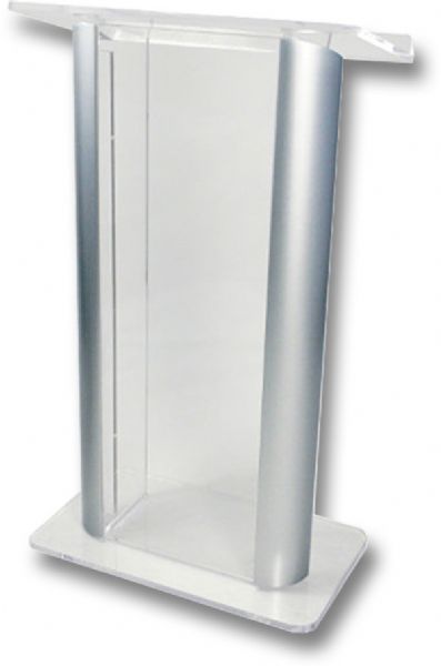 Amplivox SN308039 Contemporary Clear Acrylic Tint and Silver Aluminum Panels Lectern, 27