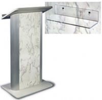 Amplivox SN3115 Bianco Marble with Satin Anodized Aluminum Lectern, These 49" tall lecterns provide a modern style that will match your current décor, The spacious reading shelf measures 26.75" wide x 16.75" deep providing enough room for your speaker (SN-3115 SN 3115) 
