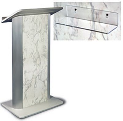 Amplivox SN3115 Bianco Marble with Satin Anodized Aluminum Lectern, These 49