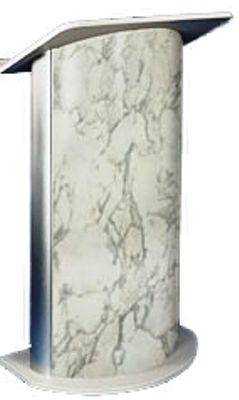 Amplivox SN3120 Bianco Marble with Satin Anodized Aluminum Contemporary Radiused Lectern, The generous, 26.75