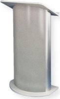 Amplivox SN3125 Gray Granite with Satin Anodized Aluminum Contemporary Radiused Lectern, The generous, 26.75" wide x 17.5" deep, reading platform features a lip at the bottom to keep presentation materials within view (SN-3125 SN 3125) 