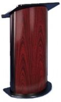 Amplivox SN3135 Jewel Mahogany with Black Anodized Aluminum Contemporary Radiused Lectern, The generous, 26.75" wide x 17.5" deep, reading platform features a lip at the bottom to keep presentation materials within view (SN-3135 SN 3135) 