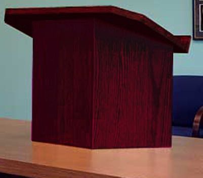 Amplivox SN3155 Red Mahogany Wooden Desktop Podium Stand, Contemporary Solid Wood Lectern, The reading table of this podium measures 26 3/4