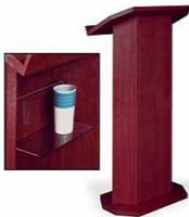 Amplivox SN3165 CV Red Mahogany Lectern, Contemporary Solid Wood Lectern, The provided clear acrylic shelf keeps that much needed glass of water or later pointer within reach, but out of sight, This podium stands 44 3/4" and is supported by a 23 7/8" wide x 14 7/8" deep base (SN-3165 SN 3165) 
