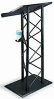 Amplivox SN3185 Basic Black PVC & Aluminum Truss Lectern, 27" wide by 18" deep reading table with solid 1" lip, Stands 48" high with a 27" wide by 18" deep footprint, Upright columns from black anodized aluminum and accented with black pvc truss rods (SN-3185 SN 3185) 