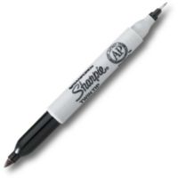 Sharpie SN32001/BX Twin Top Permanent Marker Black; Provides 2 tip sizes in one marker; Ultra fine tip for precise, thinner lines; Fine tip for bold, thick ink marks; Dries quickly and permanently on most surfaces; Fade-resistant and water-proof; Non-toxic ink formula; Black color; AP certified; Dimensions 5.75" x 3.50" x 1.25"; Weight 0.23 lbs (SHARPIESN32001BX SHARPIE SN32001BX SN32001 BX SN32001-BX SN32001/BX) 