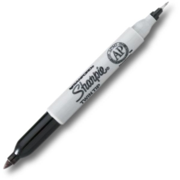 Sharpie SN32001/BX Twin Top Permanent Marker Black; Provides 2 tip sizes in one marker; Ultra fine tip for precise, thinner lines; Fine tip for bold, thick ink marks; Dries quickly and permanently on most surfaces; Fade-resistant and water-proof; Non-toxic ink formula; Black color; AP certified; Dimensions 5.75