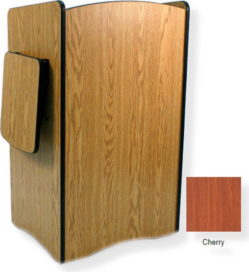 Amplivox SN3230 Multimedia Computer Lectern Non-Sound, Cherry; Fully assembled multipurpose melamine laminate computer lectern cart; Drop-leaf side shelf for projectors and media equipment; Adjustable inner shelf for computer and AV material; Locking cabinet door provides secure storage for equipment; UPC 734680432331 (SN3230 SN3230CH SN3230-CH SN-3230-CH AMPLIVOXSN3230 AMPLIVOX-SN3230CH AMPLIVOX-SN3230-CH)