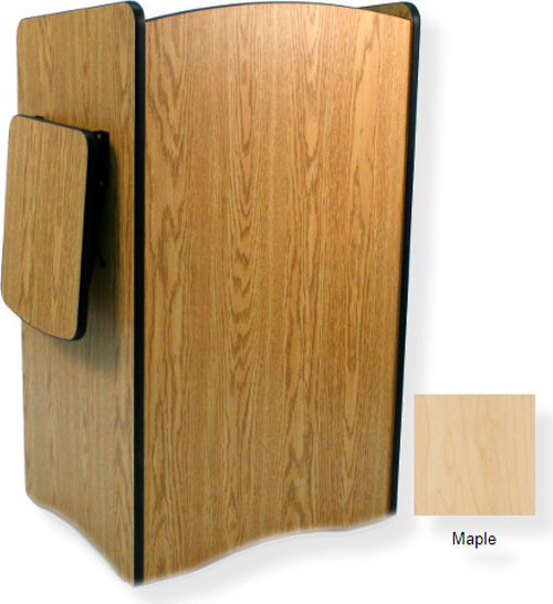 Amplivox SN3230 Multimedia Computer Lectern Non-Sound, Maple; Fully assembled multipurpose melamine laminate computer lectern cart; Drop-leaf side shelf for projectors and media equipment; Adjustable inner shelf for computer and AV material; Locking cabinet door provides secure storage for equipment; UPC 734680432379 (SN3230 SN3230MP SN3230-MP SN-3230-MP AMPLIVOXSN3230 AMPLIVOX-SN3230MP AMPLIVOX-SN3230-MP)