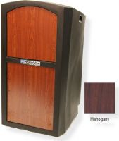 Amplivox SN3250 Pinnacle Multimedia Lectern, Mahogany; Weather and waterproof; Durable hard shell plastic holds up under tough use; Elegant sculpted profile radius corners and swirls; 2 heavy duty industrial casters and built-in handles for easy portability; Convenient shelf (11" H x 19" W x 12" D) for storage; UPC 734680432515 (SN3250 SN3250MH SN3250-MH SN-3250-MH AMPLIVOXSN3250 AMPLIVOX-SN3250MH AMPLIVOX-SN3250-MH) 
