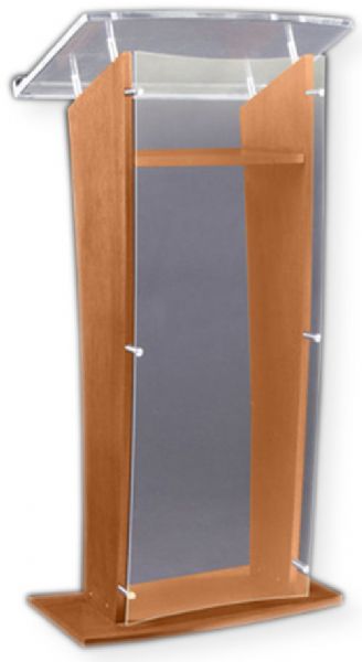Amplivox SN350016 Wood and Acrylic Floor Lectern Frosted 27