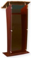 Amplivox SN350024 Wood and Acrylic Floor Lectern Smoked 27" with Mahogany Finish; Unique "H" shape and soft curve back edge with acrylic panel in the front; Constructed from solid hardwood; Reading surface made from durable 0.5" thick acrylic; Ships fully assembled; Product Dimensions 27" W x 48" H (Front), 43" H (Back) x 24" D; Weight 31 lbs; Shipping Weight 90 lbs; UPC 638317204776 (SN350024 SN-350024-MH SN-3500-24MH AMPLIVOXSN350024 AMPLIVOX-SN3500-24 AMPLIVOX-SN-350024) 