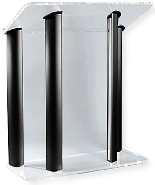 Amplivox SN352501 Contemporary Clear Acrylic and Black Aluminum Lectern; 0.750
