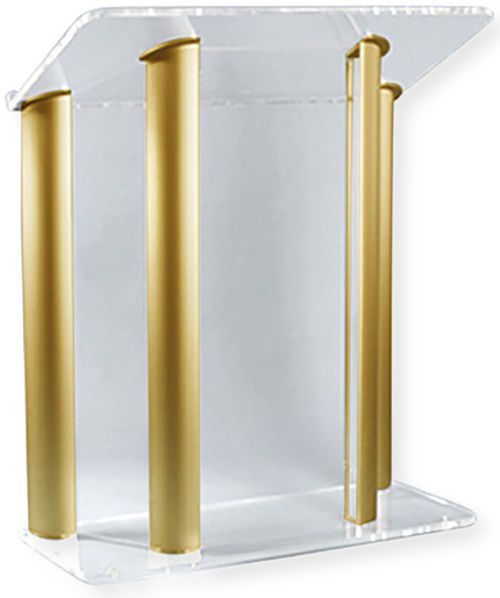 Amplivox SN352508 Contemporary Clear Acrylic and Gold Aluminum Lectern; 0.750