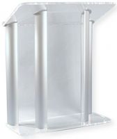 Amplivox SN352509 Contemporary Clear Acrylic and Silver Aluminum Lectern; 0.750" thick plexiglass and anodized aluminum; 4 satin anodized aluminum pillars and two side acrylic accent panels; Top reading surface with a 1.25" lip for resting reading materials; Ships fully assembled; Product Dimensions 51.0" H x 42.5" W x 18.0" D; Shipping Weight 150 lbs; UPC 734680435257 (SN352509 SN-352509-SV SN-3525-09SV AMPLIVOXSN352509 AMPLIVOX-SN3525-09 AMPLIVOX-SN-352509) 