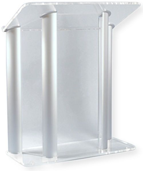 Amplivox SN352509 Contemporary Clear Acrylic and Silver Aluminum Lectern; 0.750