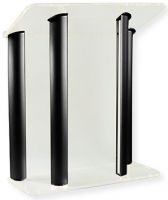 Amplivox SN352511 Contemporary Frosted Acrylic and Black Aluminum Lectern; 0.750" thick plexiglass and anodized aluminum; 4 satin anodized aluminum pillars and two side acrylic accent panels; Top reading surface with a 1.25" lip for resting reading materials; Ships fully assembled; Product Dimensions 51.0" H x 42.5" W x 18.0" D; Shipping Weight 150 lbs; UPC 734680430627 (SN352511 SN-352511-BK SN-3525-11BK AMPLIVOXSN352511 AMPLIVOX-SN3525-11 AMPLIVOX-SN-352511) 