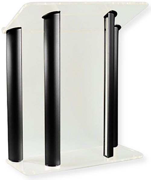 Amplivox SN352511 Contemporary Frosted Acrylic and Black Aluminum Lectern; 0.750
