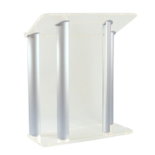 Amplivox SN352519 Contemporary Frosted Acrylic and Silver Aluminum Lectern; 0.750