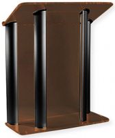 Amplivox SN352521 Contemporary Smoked Acrylic and Black Aluminum Lectern; 0.750" thick plexiglass and anodized aluminum; 4 satin anodized aluminum pillars and two side acrylic accent panels; Top reading surface with a 1.25" lip for resting reading materials; Ships fully assembled; Product Dimensions 51.0" H x 42.5" W x 18.0" D; Shipping Weight 150 lbs; UPC 734680430665 (SN352521 SN-352521-BK SN-3525-21BK AMPLIVOXSN352521 AMPLIVOX-SN3525-21 AMPLIVOX-SN-352521) 
