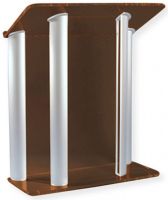 Amplivox SN352529 Contemporary Smoked Acrylic and Silver Aluminum Lectern; 0.750" thick plexiglass and anodized aluminum; 4 satin anodized aluminum pillars and two side acrylic accent panels; Top reading surface with a 1.25" lip for resting reading materials; Ships fully assembled; Product Dimensions 51.0" H x 42.5" W x 18.0" D; Shipping Weight 150 lbs; UPC 734680430672 (SN352529 SN-352529-SV SN-3525-29SV AMPLIVOXSN352529 AMPLIVOX-SN3525-29 AMPLIVOX-SN-352529) 
