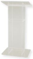 Amplivox SN354010 Frosted Acrylic H Style Lectern; Stands 47.5" high with a unique "H" design; (4) rubber feet under the base to keep the lectern from sliding; Ships fully assembled; Product Dimensions 27.0" W x 47.5" H (Front), 42.0" H (Back) x 16.0" D; Weight 45 lbs; Shipping Weight 90 lbs; UPC 734680435756 (SN354010 SN-354010 SN-3540-10 AMPLIVOXSN354010 AMPLIVOX-SN3540-10 AMPLIVOX-SN-354010) 