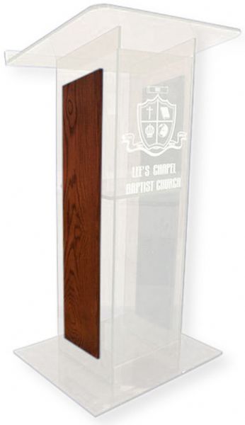 Amplivox SN354014 Frosted Acrylic with Mahogany Panel Lectern; Stands 47.5