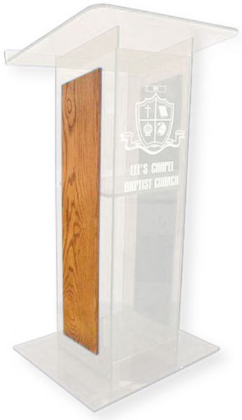Amplivox SN354016 Frosted Acrylic with Oak Panel Lectern; Stands 47.5