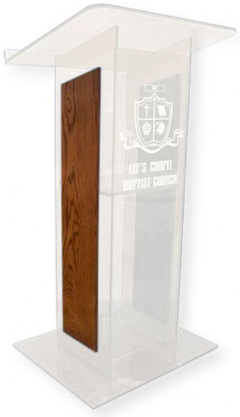mplivox SN354017 Frosted Acrylic with Walnut Panel Lectern; Stands 47.5